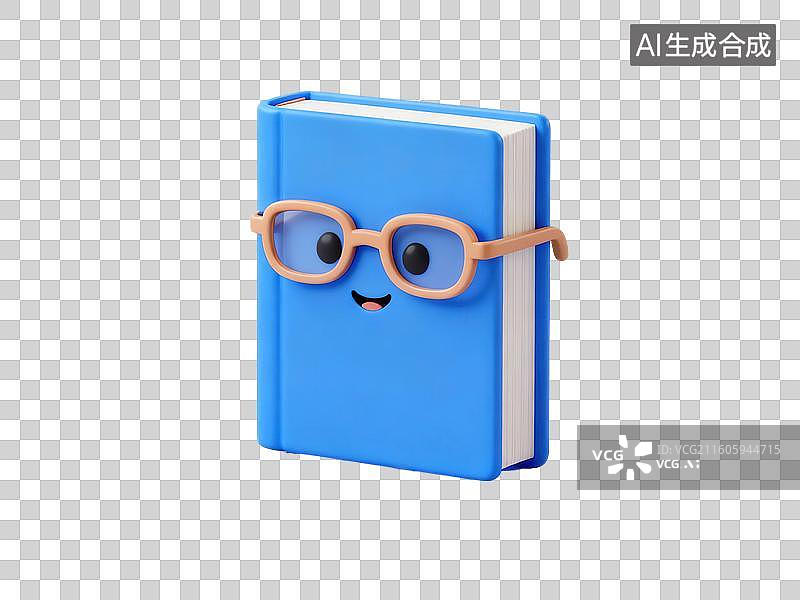 【AI数字艺术】戴眼镜的蓝色书本图片素材