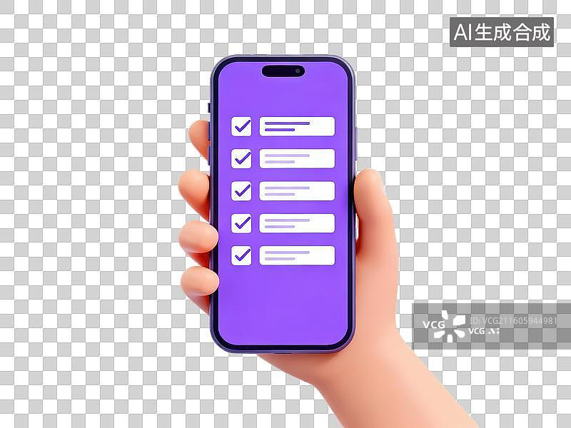 【AI数字艺术】手持手机显示待办事项列表图片素材