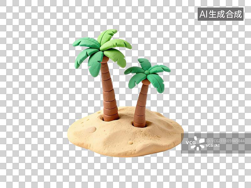 【AI数字艺术】沙地上的两棵棕榈树图片素材