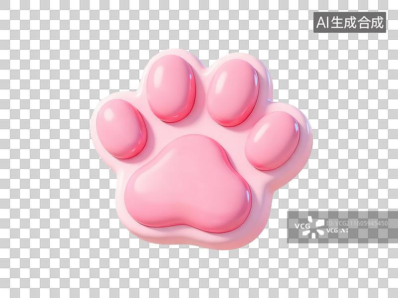 【AI数字艺术】粉色猫爪形状物体图片素材