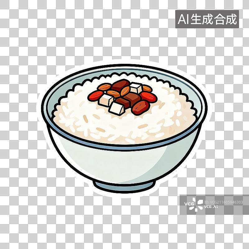 【AI数字艺术】一碗配有配料的白米饭图片素材