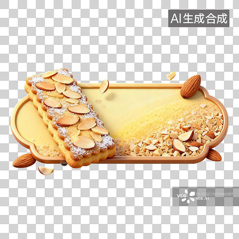 【AI数字艺术】杏仁片装饰的长条饼干与杏仁碎图片素材