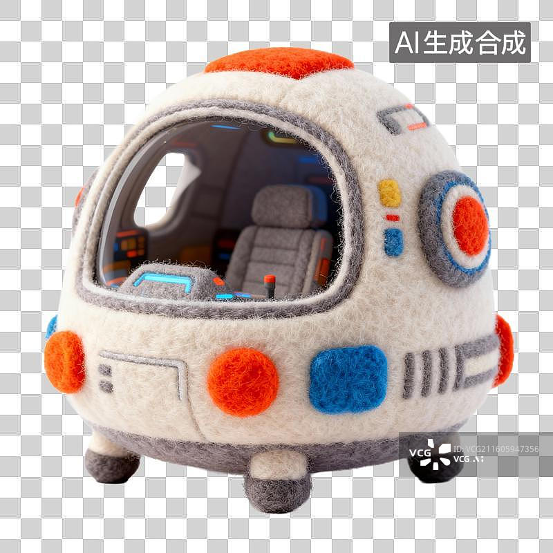 【AI数字艺术】可爱毛绒卡通太空舱玩具图片素材