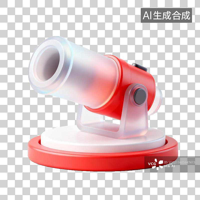 【AI数字艺术】3D卡通红色透明发射器模型图片素材