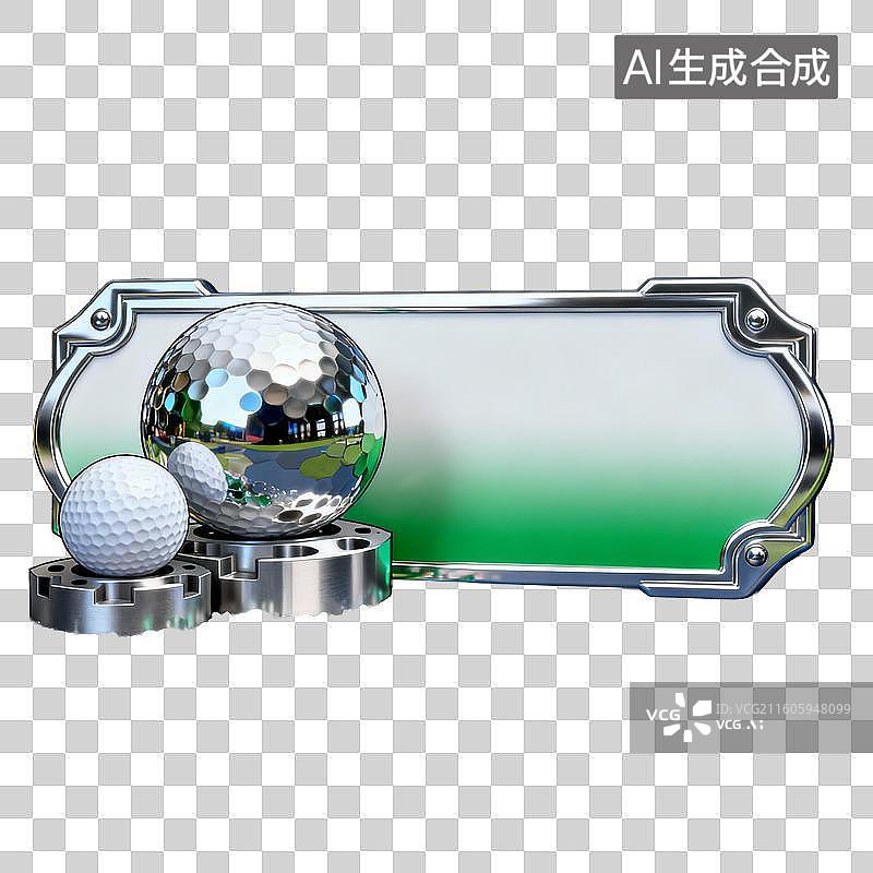 【AI数字艺术】高尔夫球与金属装饰标牌图片素材