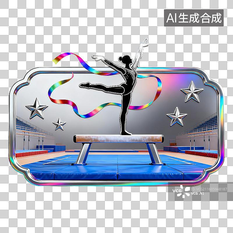 【AI数字艺术】体操运动员平衡木表演图片素材