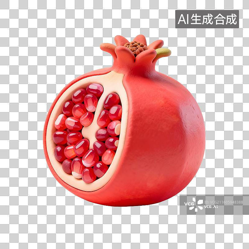 【AI数字艺术】卡通切开的石榴图片素材