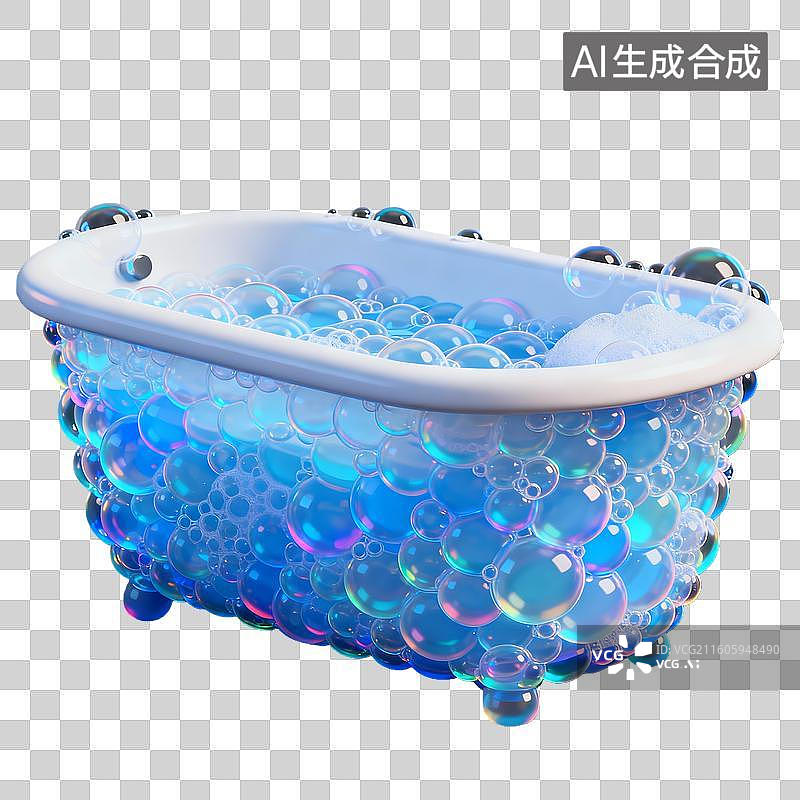 【AI数字艺术】充满泡沫的浴缸图片素材