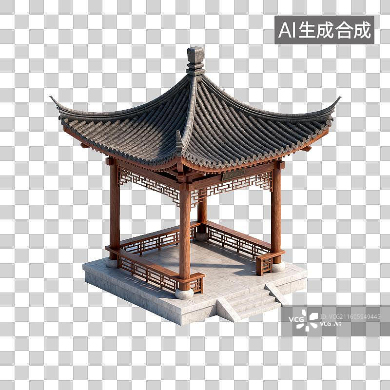 【AI数字艺术】中式传统凉亭图片素材
