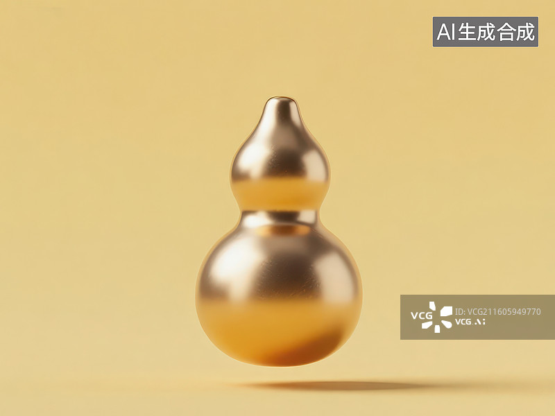 【AI数字艺术】黄色背景下的金色葫芦图片素材
