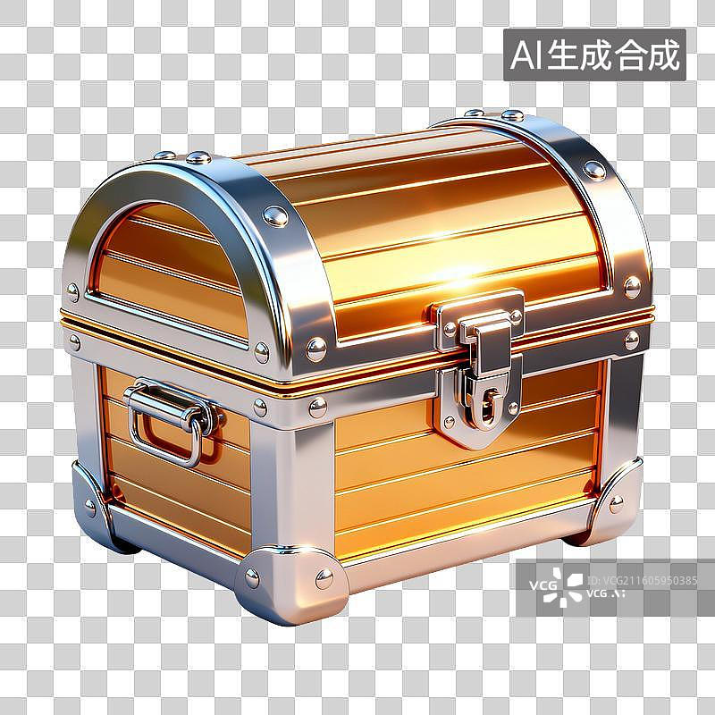【AI数字艺术】金色金属宝箱图片素材