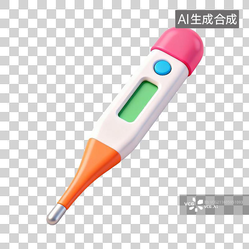 【AI数字艺术】3D拟物风格医疗器械医疗用品元素体温计温度计图片素材