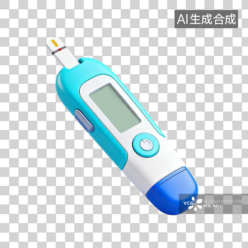 【AI数字艺术】3D拟物风格医疗器械医疗用品元素血糖仪图片素材