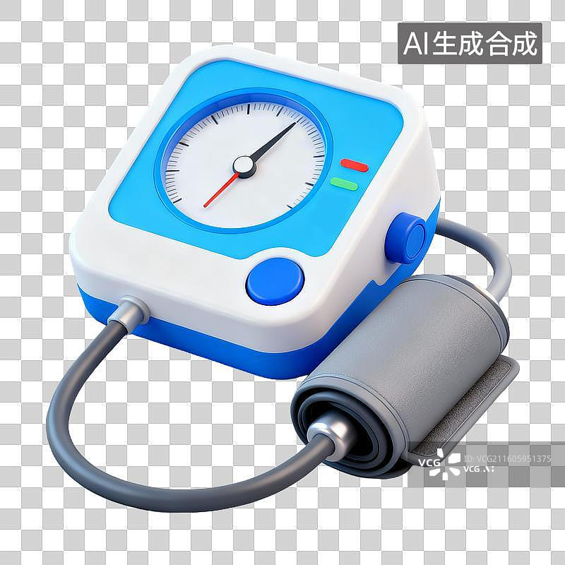 【AI数字艺术】3D拟物风格医疗器械医疗用品元素血压仪图片素材