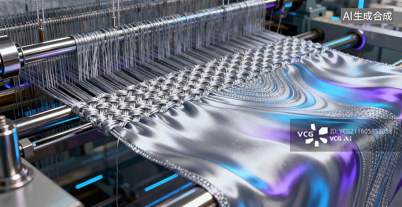 【AI数字艺术】智能织机生产金属光泽面料图片素材