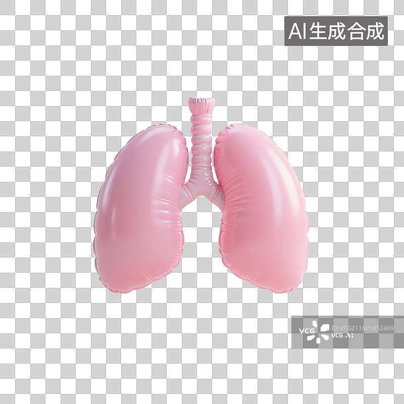 【AI数字艺术】3D渲染，充气膨胀风格，肺，呼吸系统疾病，肺炎，免抠元素图片素材
