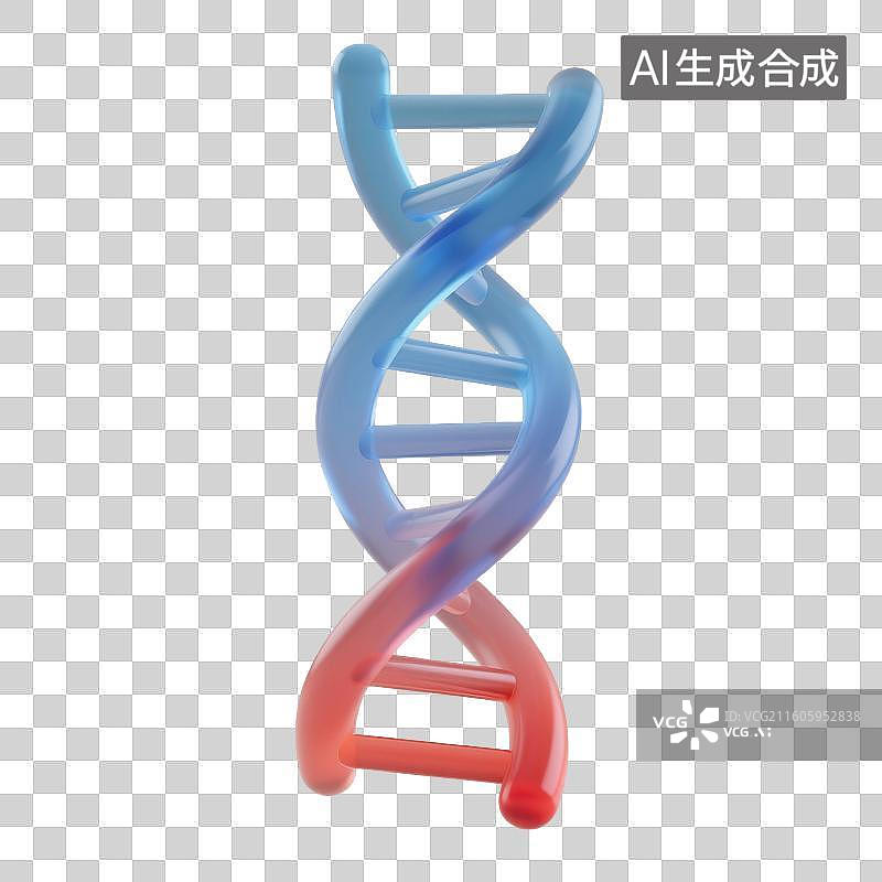 【AI数字艺术】3D渲染，透明质感，DNA，脱氧核糖核酸，生物科技，遗传学，免抠元素图片素材