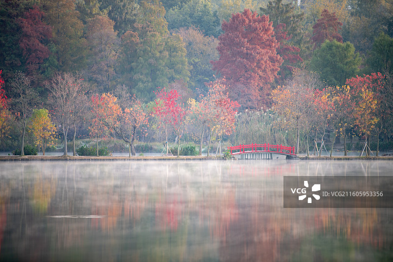 南京中山陵风景区前湖公园清晨风光图片素材