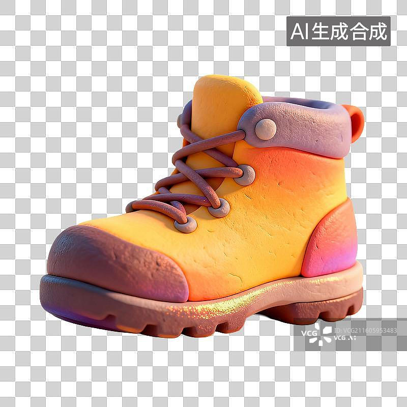 【AI数字艺术】卡通黏土质感登山靴图片素材