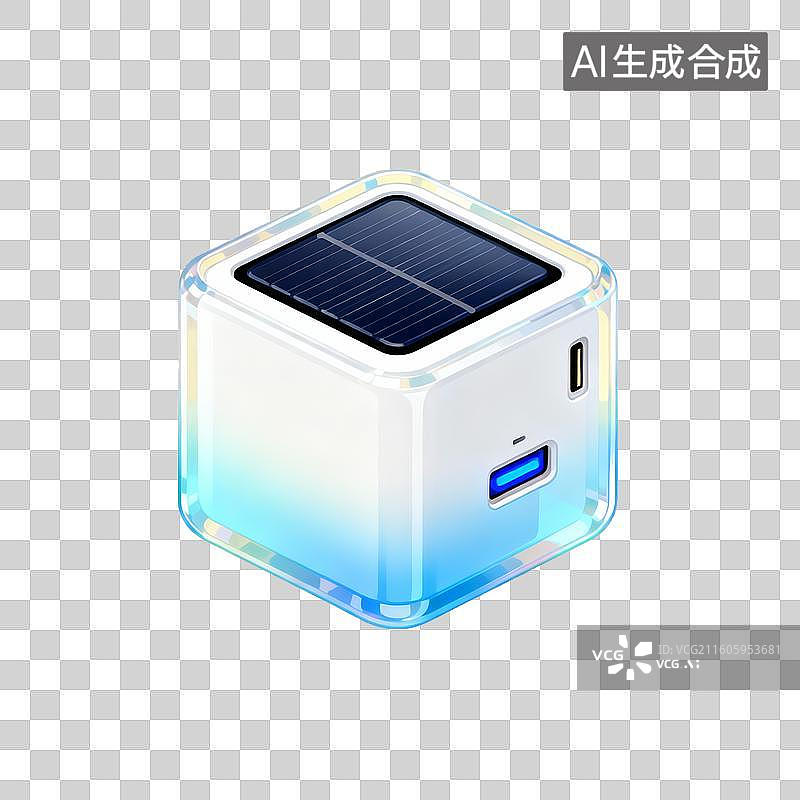 【AI数字艺术】太阳能充电立方体设备图片素材