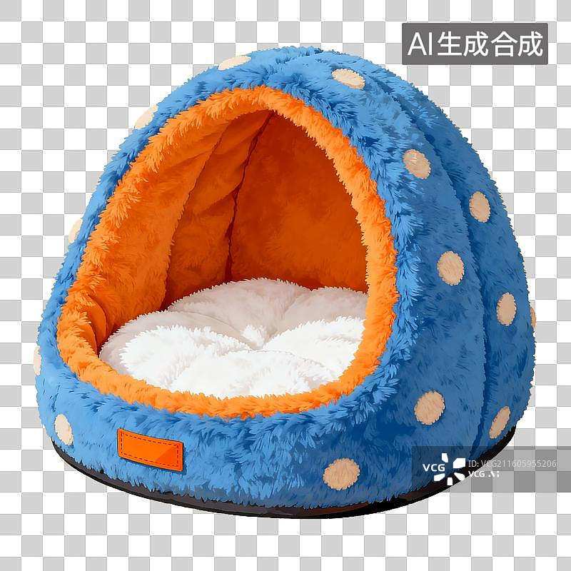 【AI数字艺术】萌宠经济 蓝色波点宠物窝图片素材