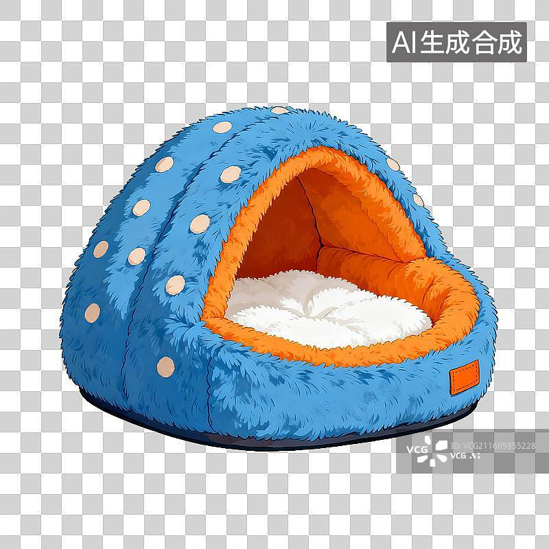 【AI数字艺术】萌宠经济 蓝色波点宠物窝图片素材