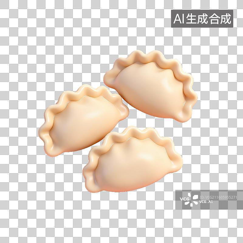 【AI数字艺术】三颗未煮的饺子图片素材