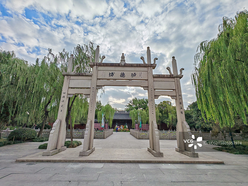 浙江省杭州市杭州西湖风景名胜区钱王祠功德坊牌坊牌楼图片素材