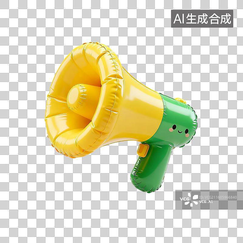 【AI数字艺术】3D渲染，充气膨胀风格，扩音器，高音喇叭图形图标，广告，广播，促销免抠素材图片素材