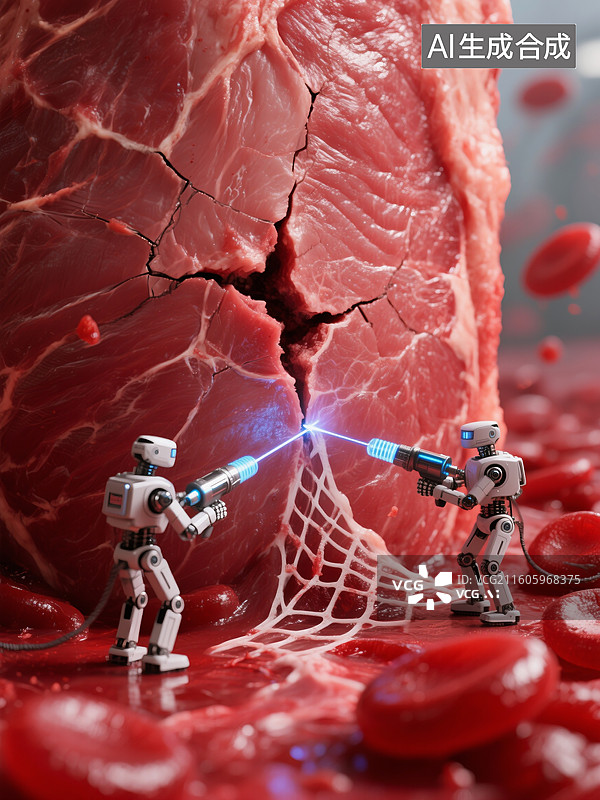 【AI数字艺术】高科技机器人操作血管网络未来医疗科技图片素材