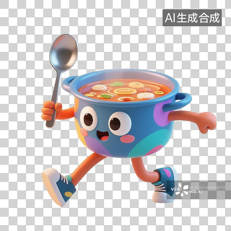 【AI数字艺术】3D渲染，一锅肉汤，年夜饭，高汤，罗宋汤，免抠元素图片素材