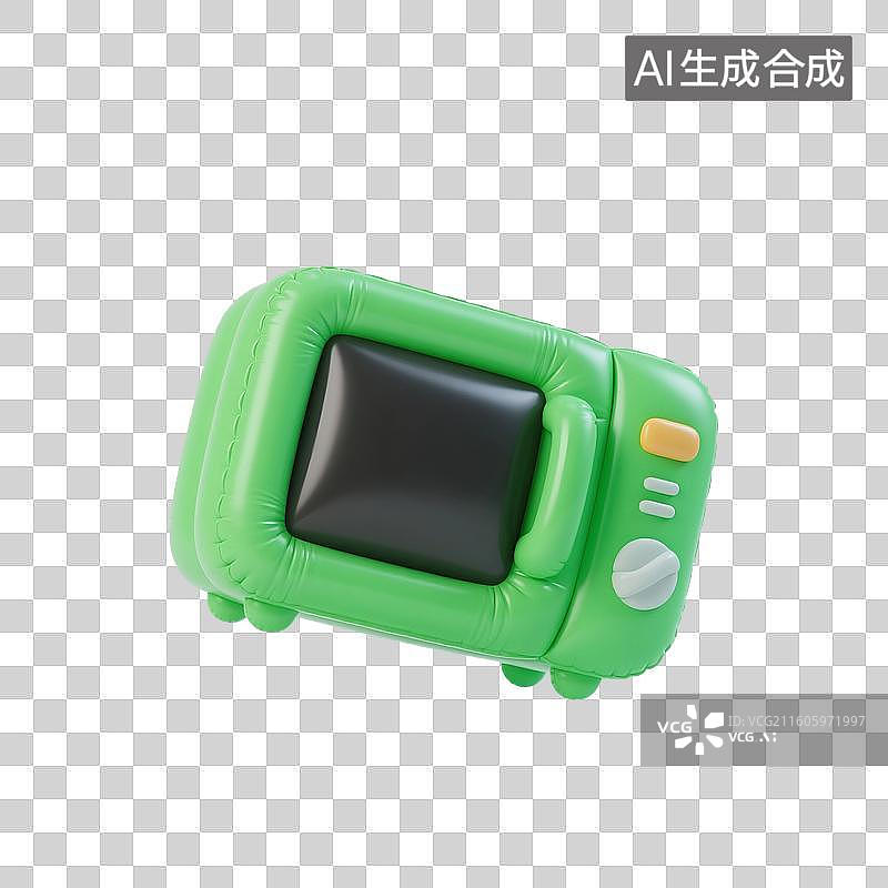【AI数字艺术】3D渲染，充气膨胀风格，家用电器，微波炉，烤箱，电烤箱，厨房用品，烹饪，烹调，免抠元素图片素材