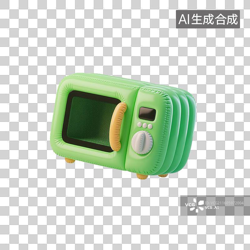 【AI数字艺术】3D渲染，充气膨胀风格，家用电器，微波炉，烤箱，电烤箱，厨房用品，烹饪，烹调，免抠元素图片素材