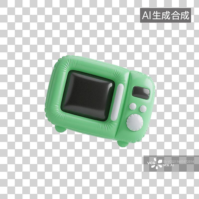 【AI数字艺术】3D渲染，充气膨胀风格，家用电器，微波炉，烤箱，电烤箱，厨房用品，烹饪，烹调，免抠元素图片素材