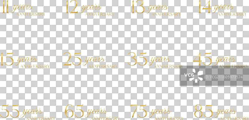 金色周年纪念标志集合，背景为纯色图片素材