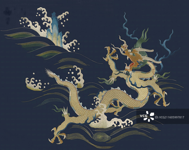 清代，刺绣，龙，图案，美术工艺图片素材