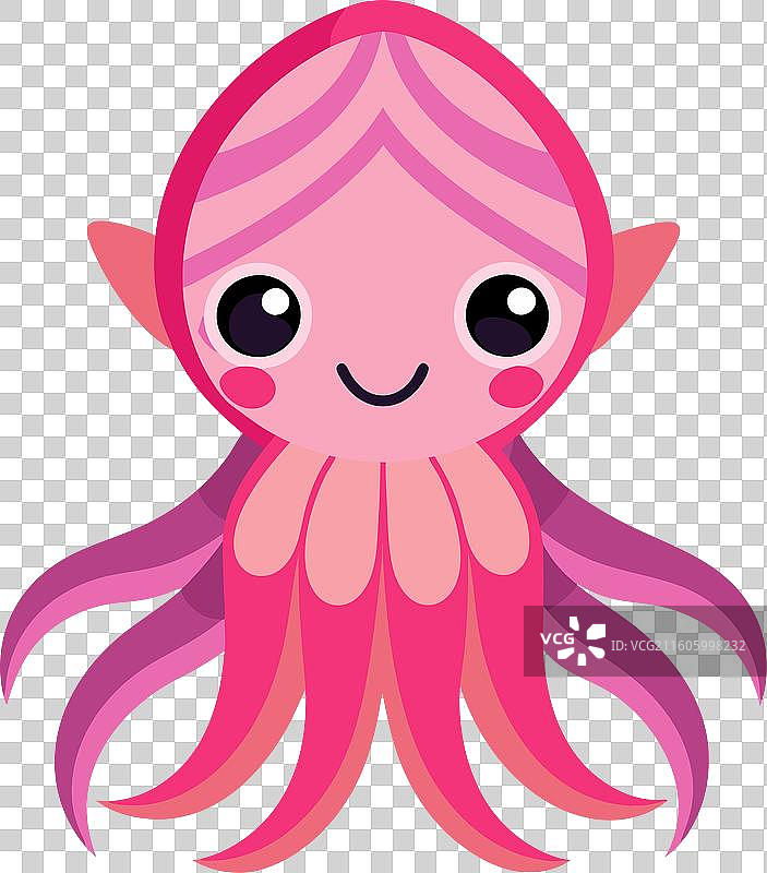 乌贼章鱼，可爱风格图片素材