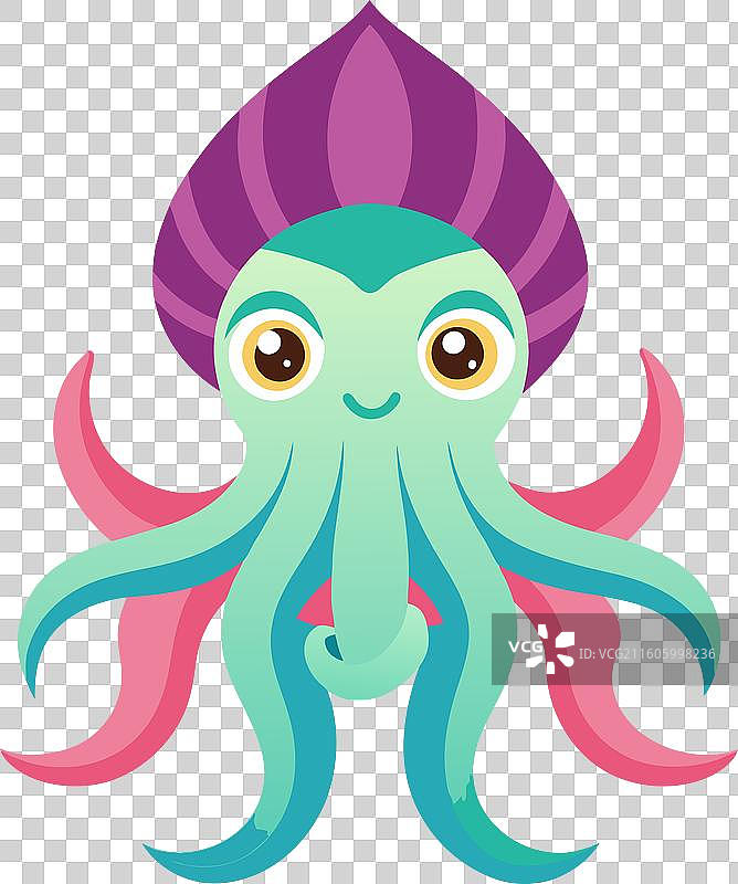 可爱的墨鱼章鱼奔跑图片素材