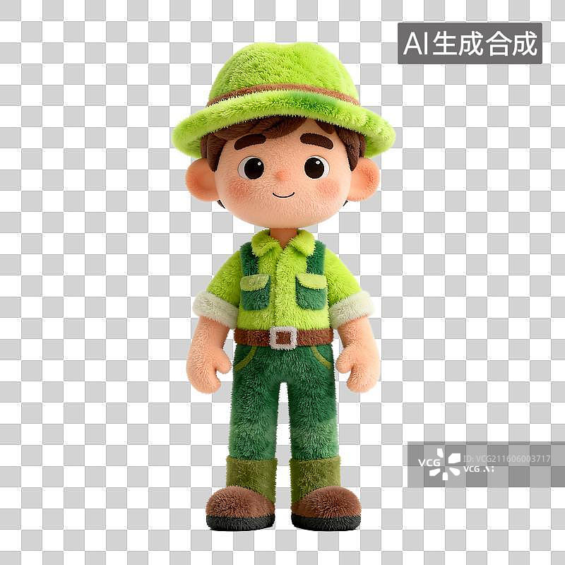 【AI数字艺术】卡通毛绒小探险家形象图片素材