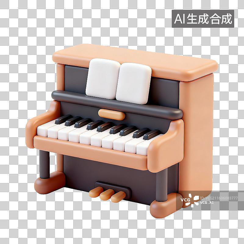 【AI数字艺术】卡通迷你立式钢琴3D模型图片素材