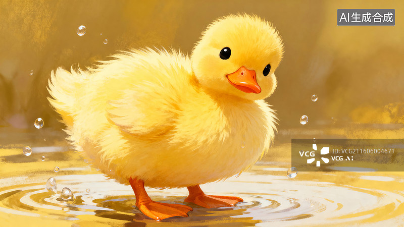 【AI数字艺术】小黄鸭在水中行走图片素材