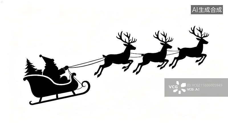 【AI数字艺术】圣诞老人驾驯鹿雪橇图片素材