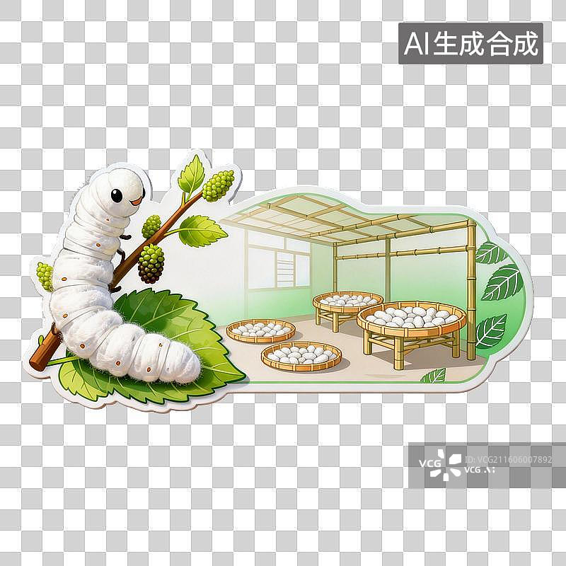 【AI数字艺术】桑蚕与养蚕房图片素材