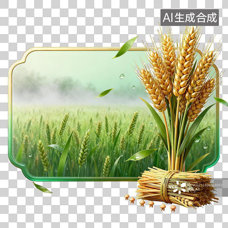 【AI数字艺术】丰收麦田与麦穗装饰边框图片素材