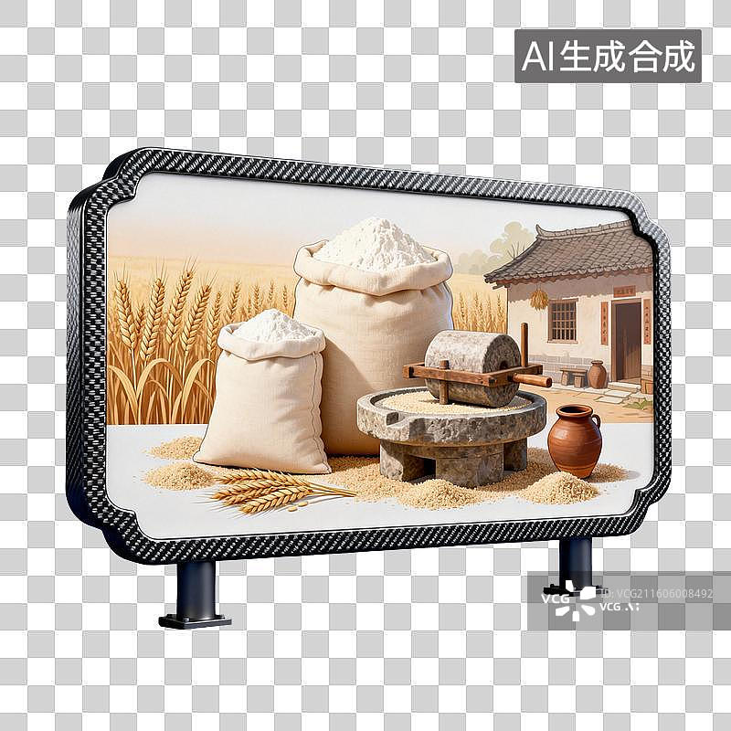 【AI数字艺术】乡村传统粮食加工与丰收场景图片素材