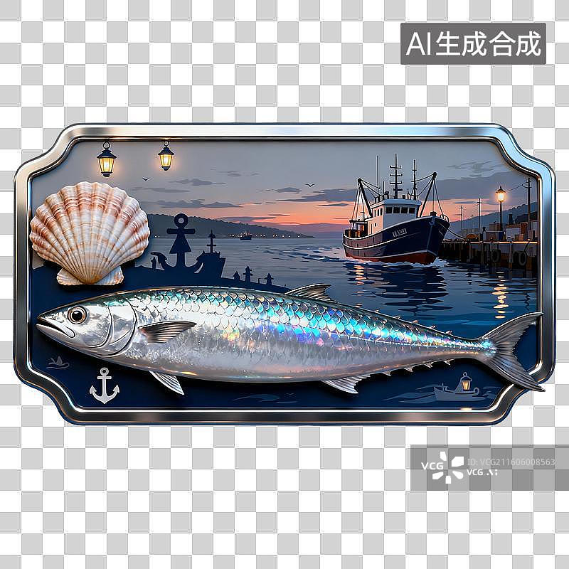 【AI数字艺术】黄昏港口鱼贝渔船装饰画图片素材