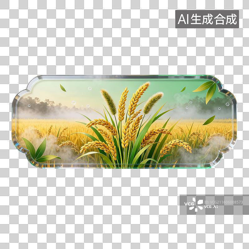 【AI数字艺术】田园稻穗丰收装饰插画图片素材