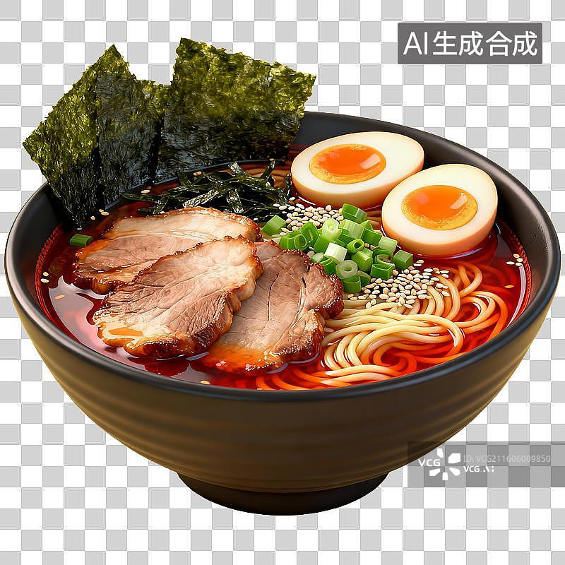 【AI数字艺术】一碗日式拉面配叉烧和溏心蛋图片素材