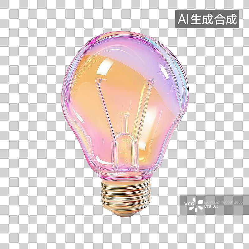 【AI数字艺术】卡通彩虹灯泡图标图片素材