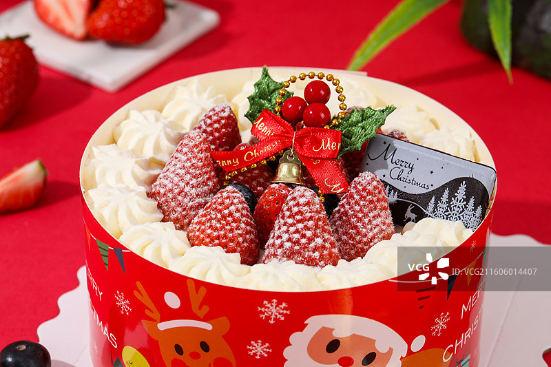 草莓圣诞蛋糕图片素材